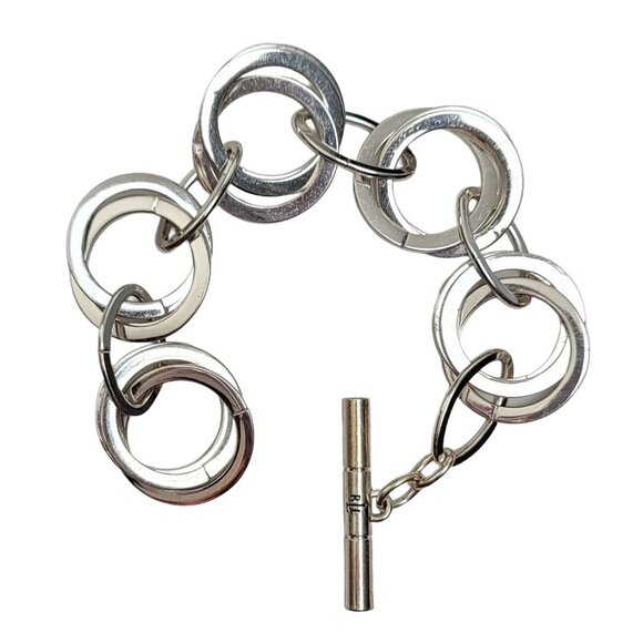 RLL Ralph Lauren Silver Tone Round Chain Link Toggle Clasp Bracelet, Signed - Picture 9 of 9